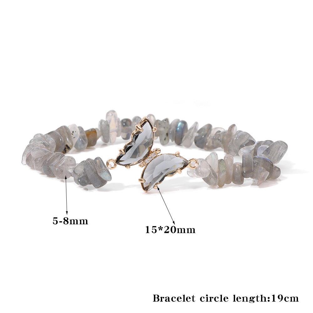 Irregular Stone Butterfly Crystal Beaded Bracelet