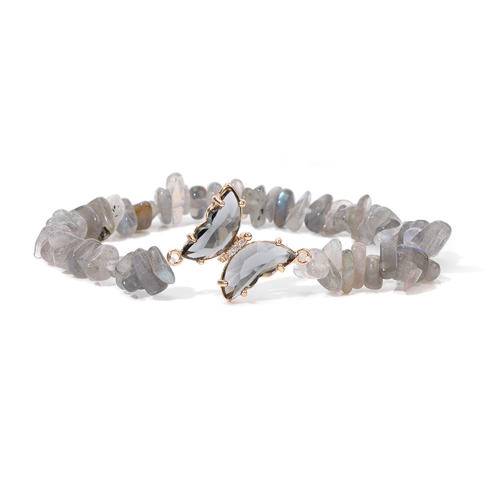 Irregular Stone Butterfly Crystal Beaded Bracelet