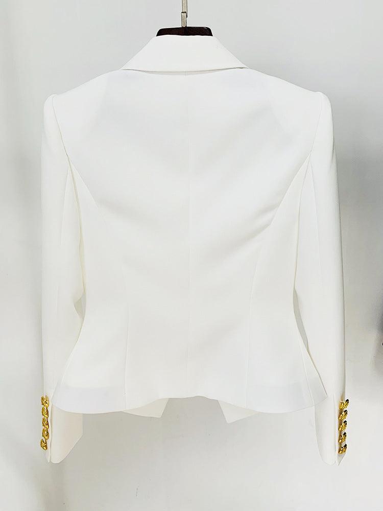 Ladies Solid Color Lapel Neck Blazer Coat