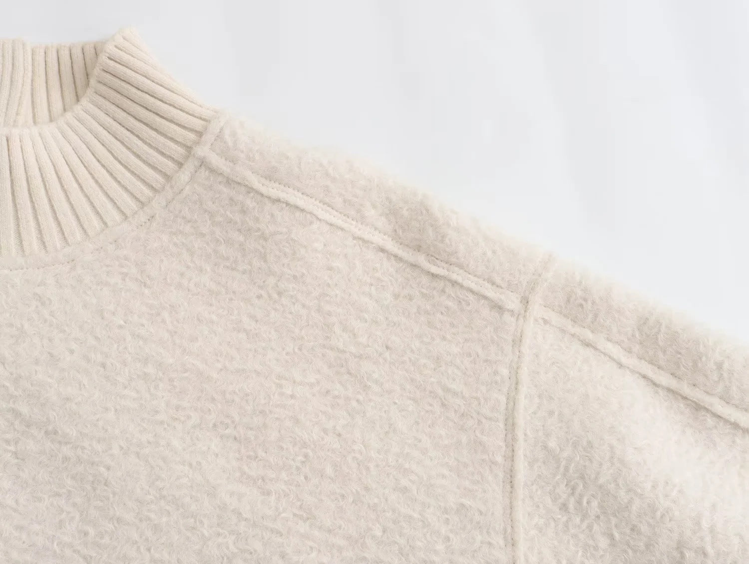 Simple Fleece Half High Collar Loose Top
