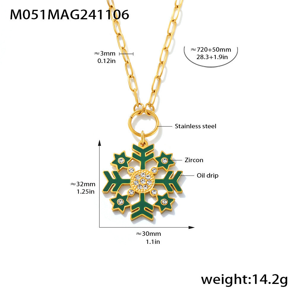 Zircon Snowy Pendant Long Chain Sweater Necklace