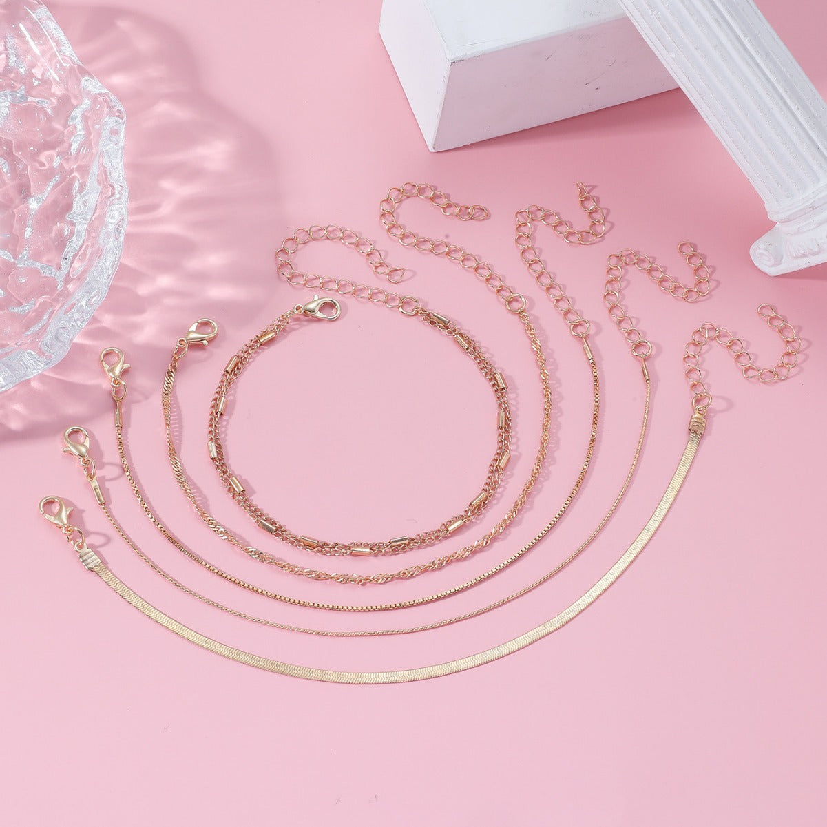 Simple Twist Anklet Set