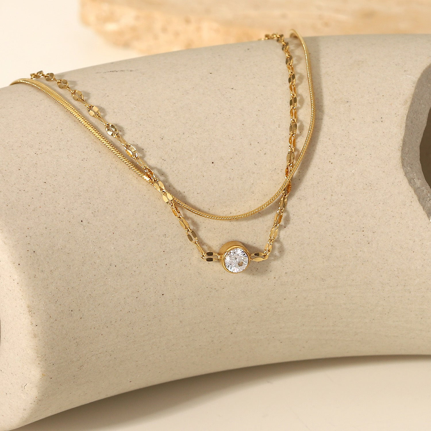 Zircon Snake Bone Chain Double Layers Bracelet