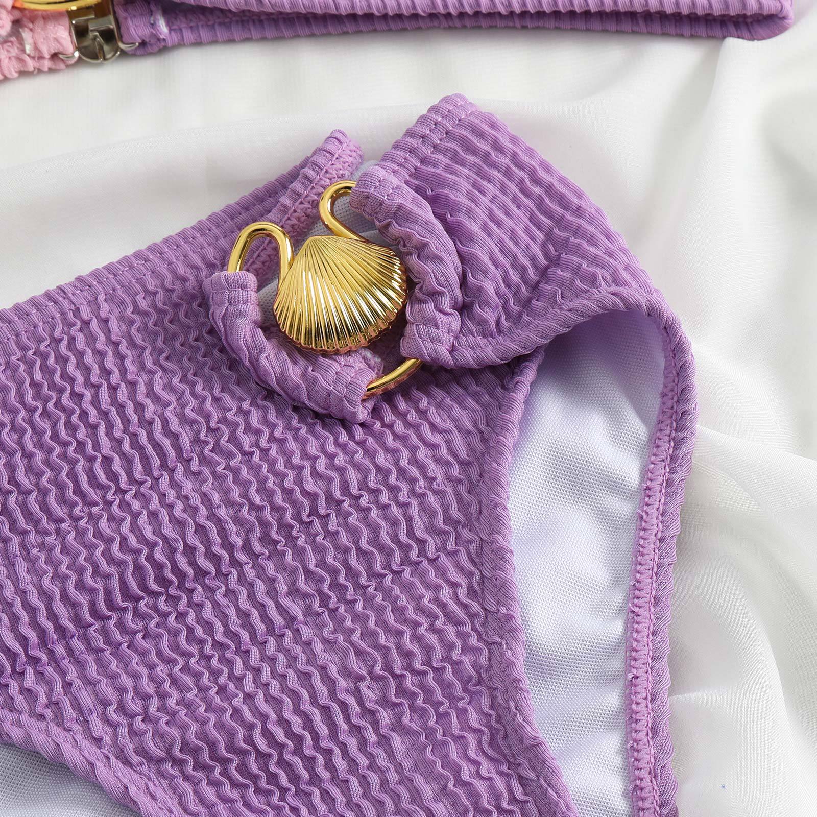 Wrinkle Golden Seashell 2PCS Bikini Set