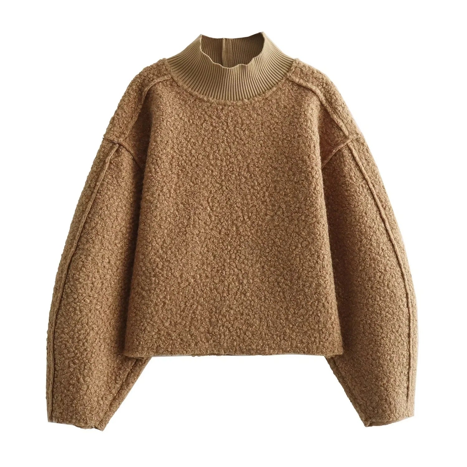 Simple Fleece Half High Collar Loose Top