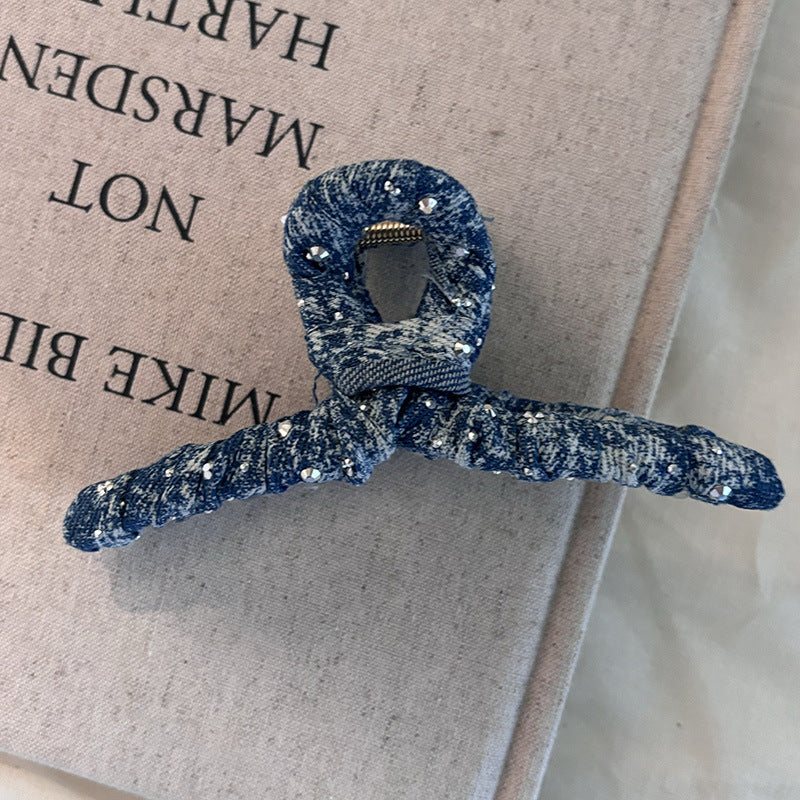 Rhinestone Demin Mental Claw Clip