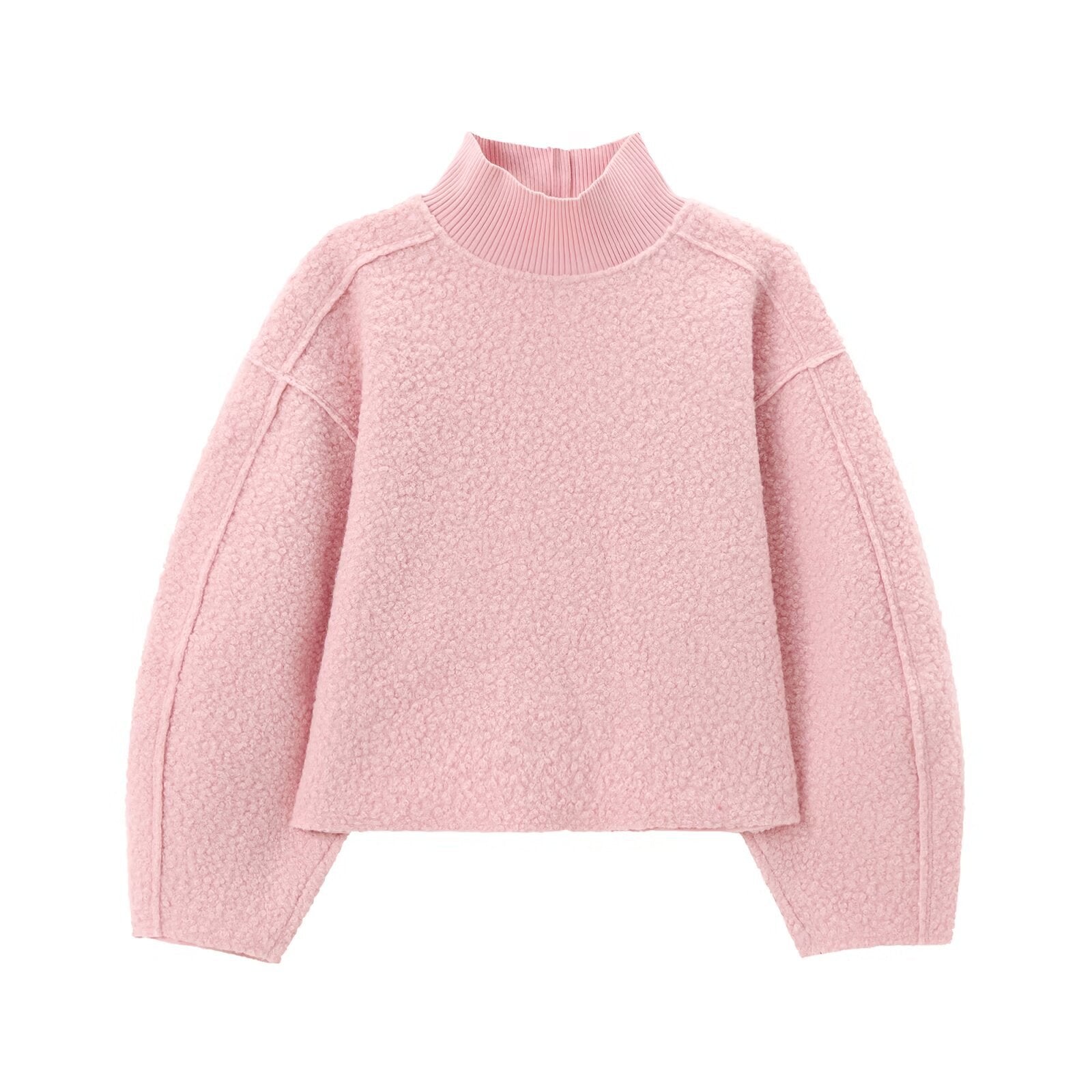 Simple Fleece Half High Collar Loose Top