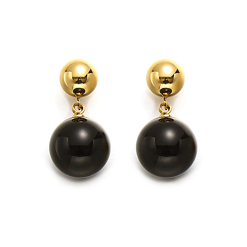 Punk Black Bead Metal Earrings