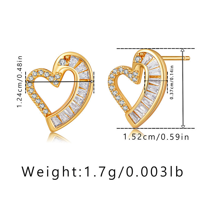 Zircon Irregular Heart Stud Earrings