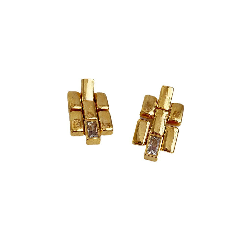 Zircon Metal Elegant Stud Earrings