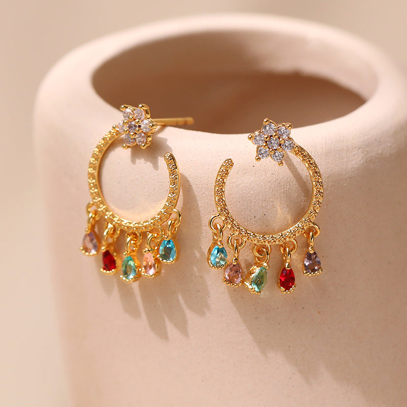 Vintage Rhinestone Zircon Pendant Earrings
