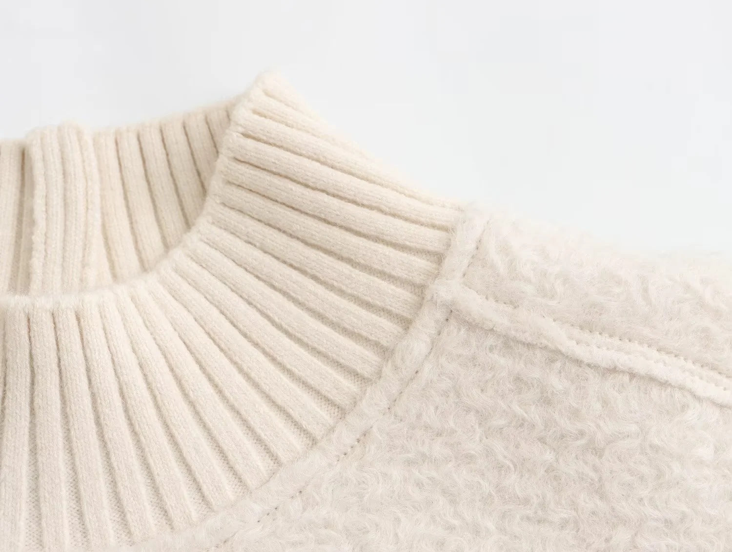Simple Fleece Half High Collar Loose Top