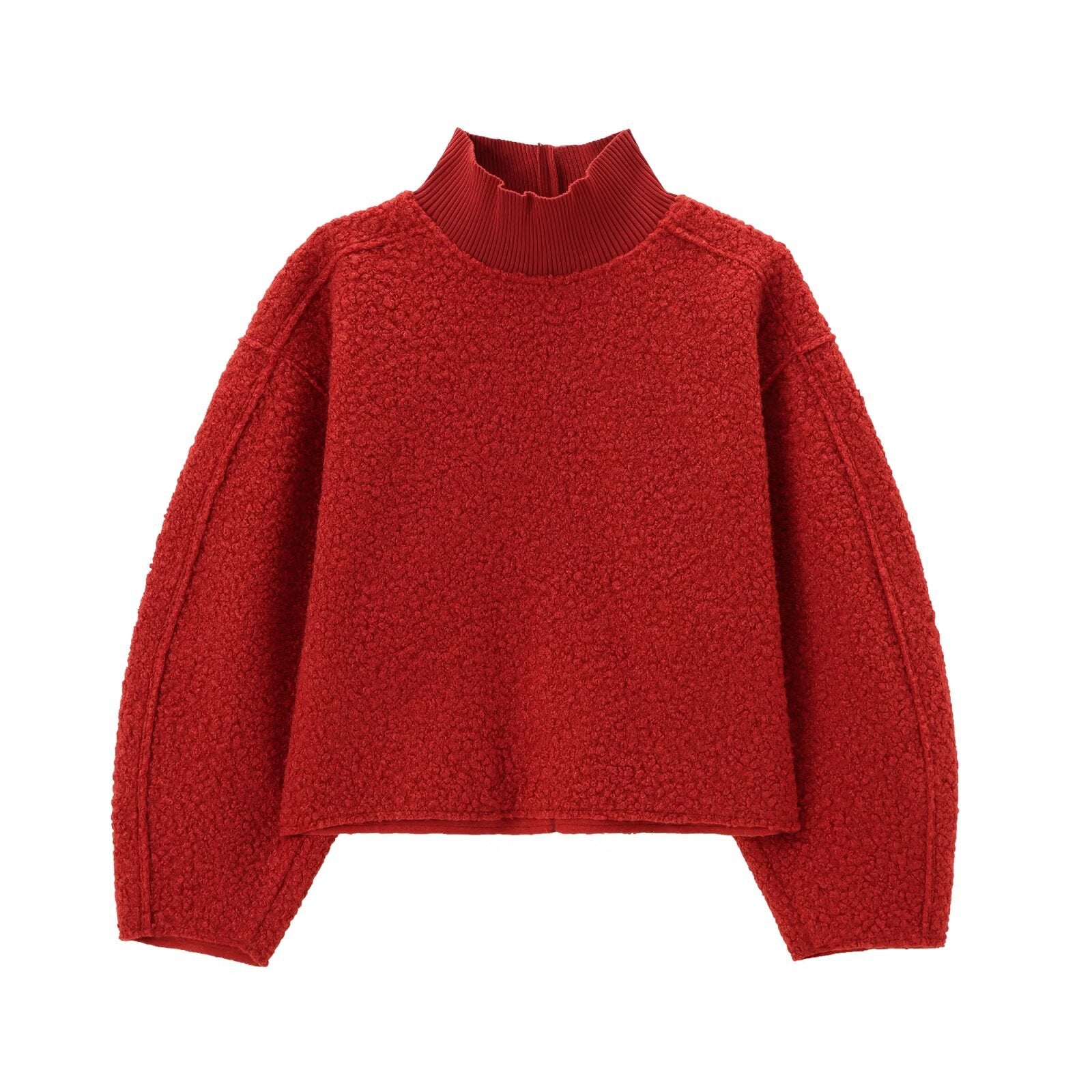 Simple Fleece Half High Collar Loose Top