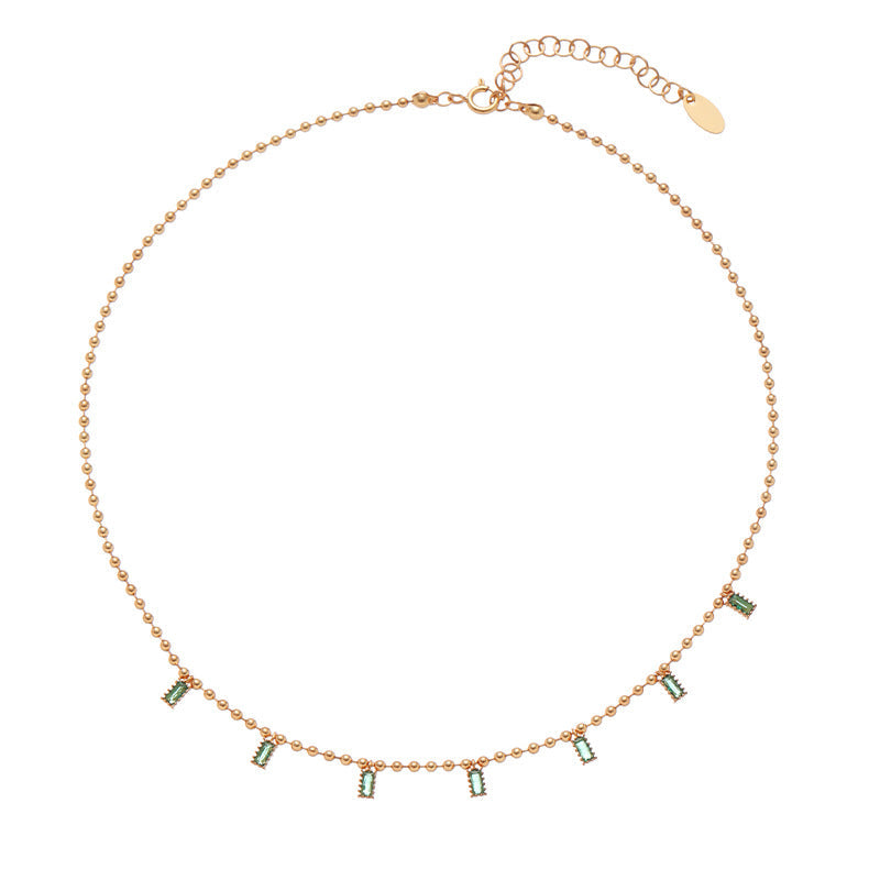 Peacock Green Zircon Pearl Layered Necklaces