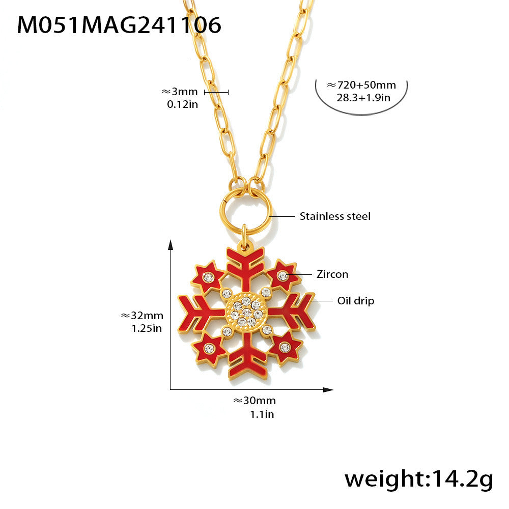 Zircon Snowy Pendant Long Chain Sweater Necklace