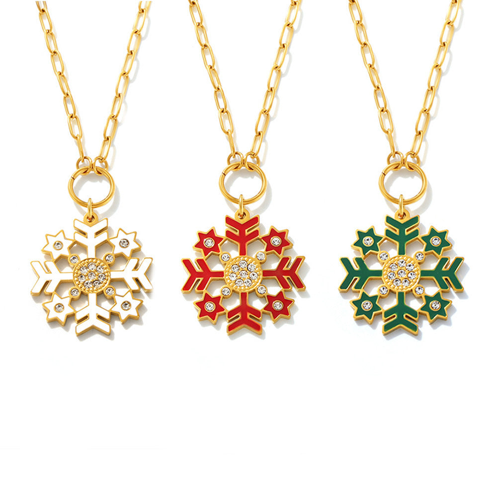 Zircon Snowy Pendant Long Chain Sweater Necklace