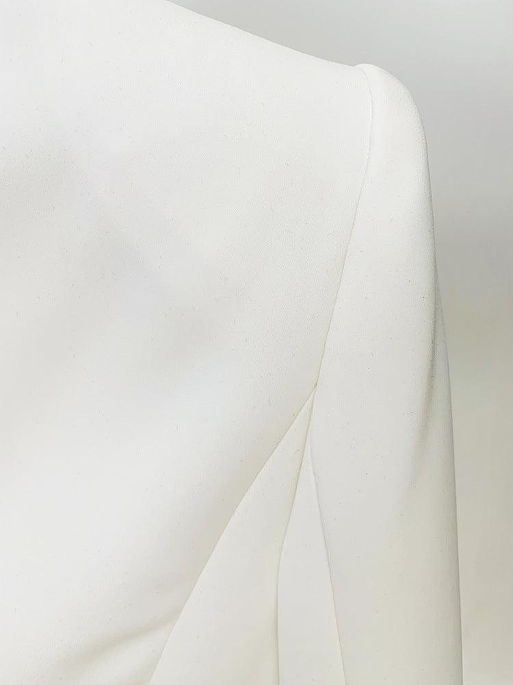 Ladies Solid Color Lapel Neck Blazer Coat