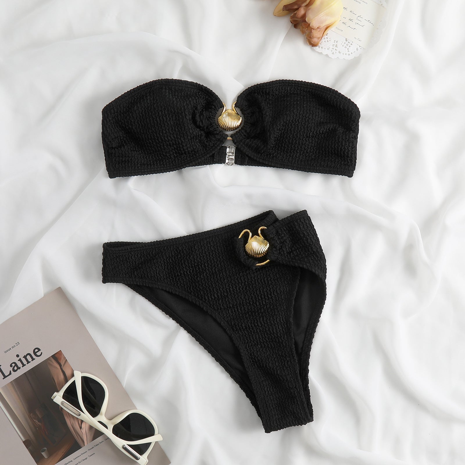 Wrinkle Seasheel Bandeau 2PCS Bikini Set