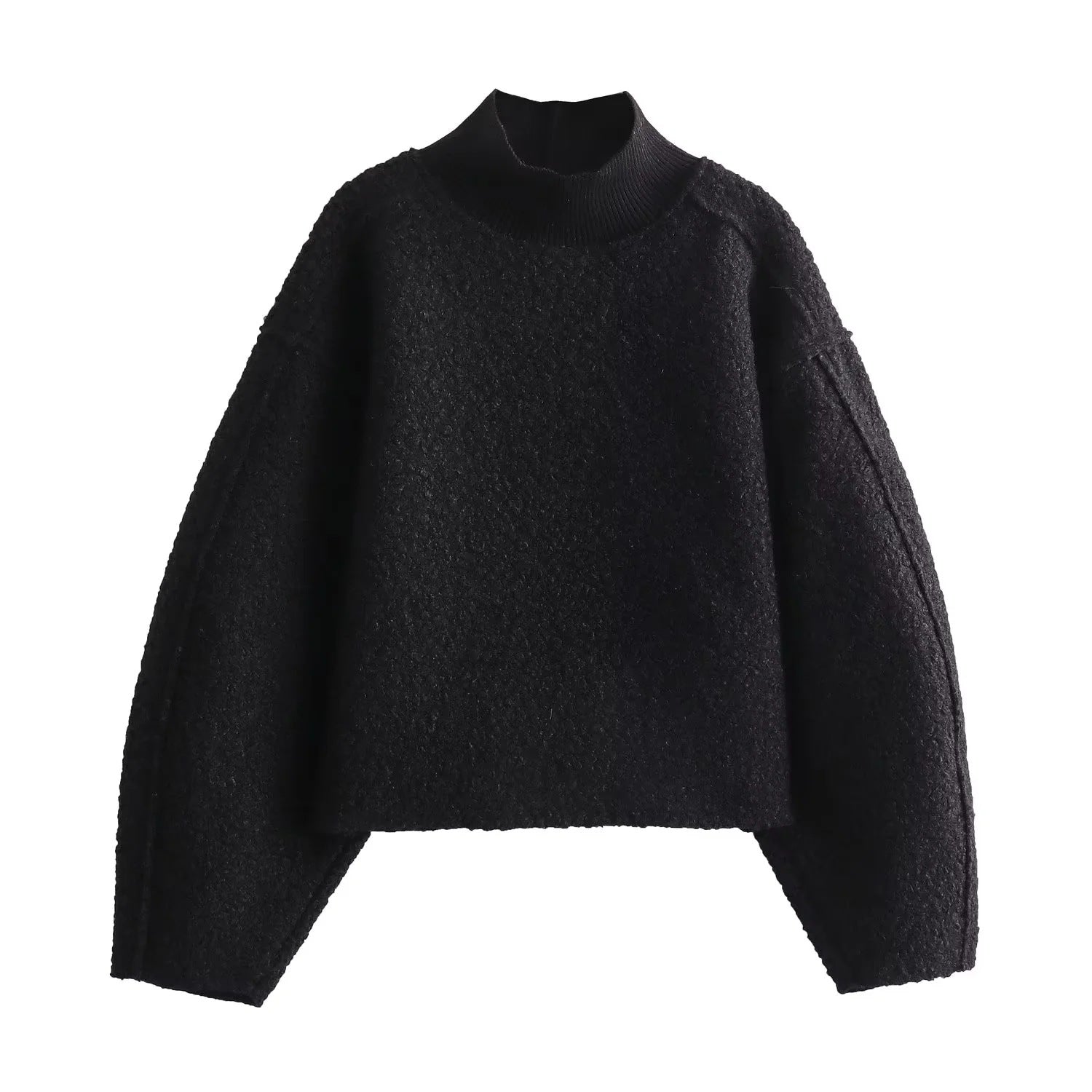 Simple Fleece Half High Collar Loose Top