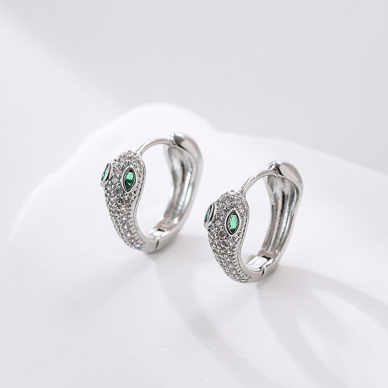 Zircon Snake Punk Cool Hoop Earrings