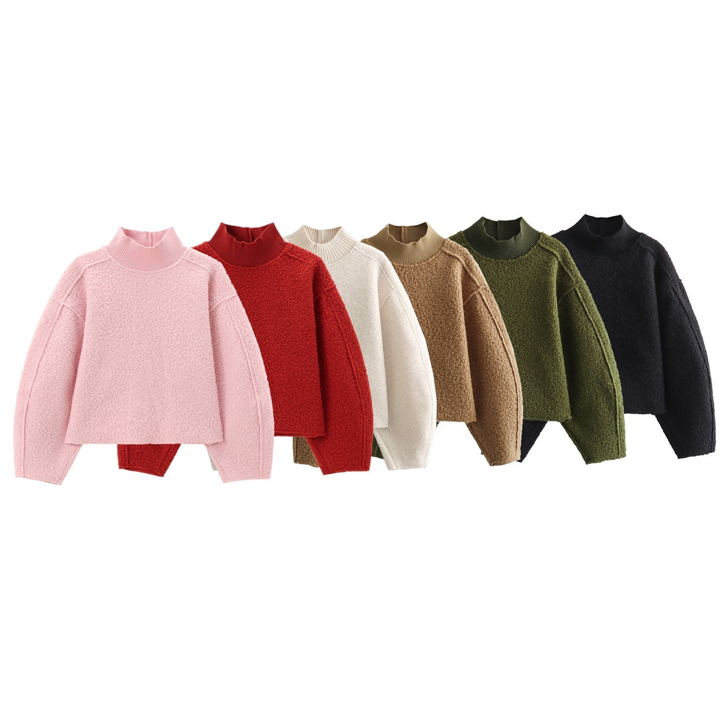 Simple Fleece Half High Collar Loose Top