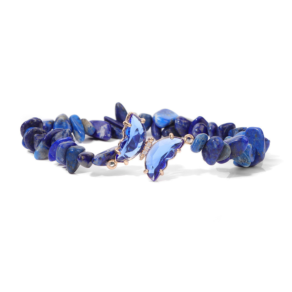 Irregular Stone Butterfly Crystal Beaded Bracelet