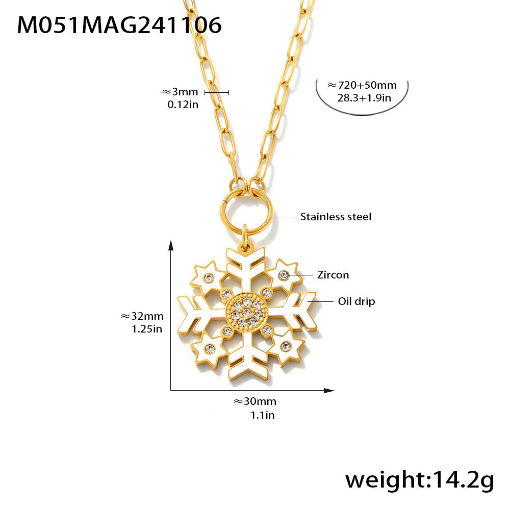 Zircon Snowy Pendant Long Chain Sweater Necklace