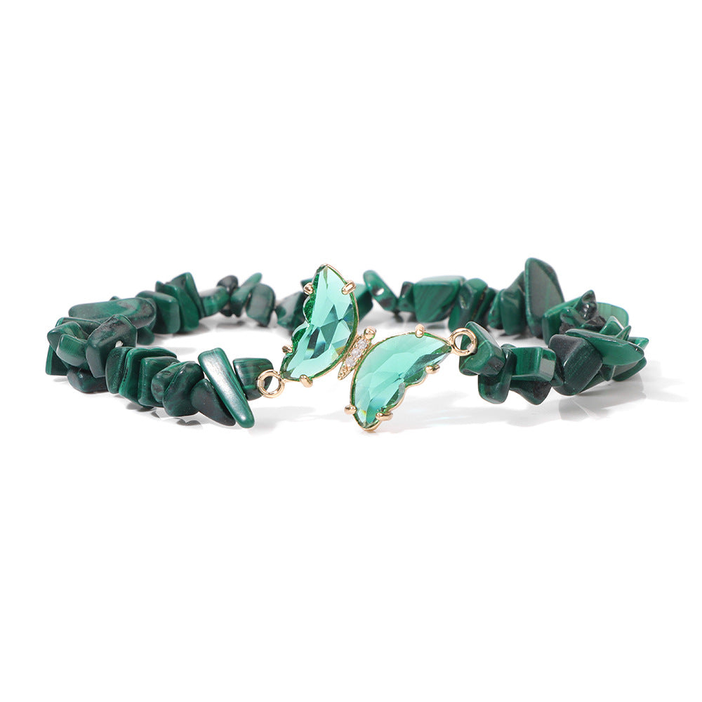 Irregular Stone Butterfly Crystal Beaded Bracelet