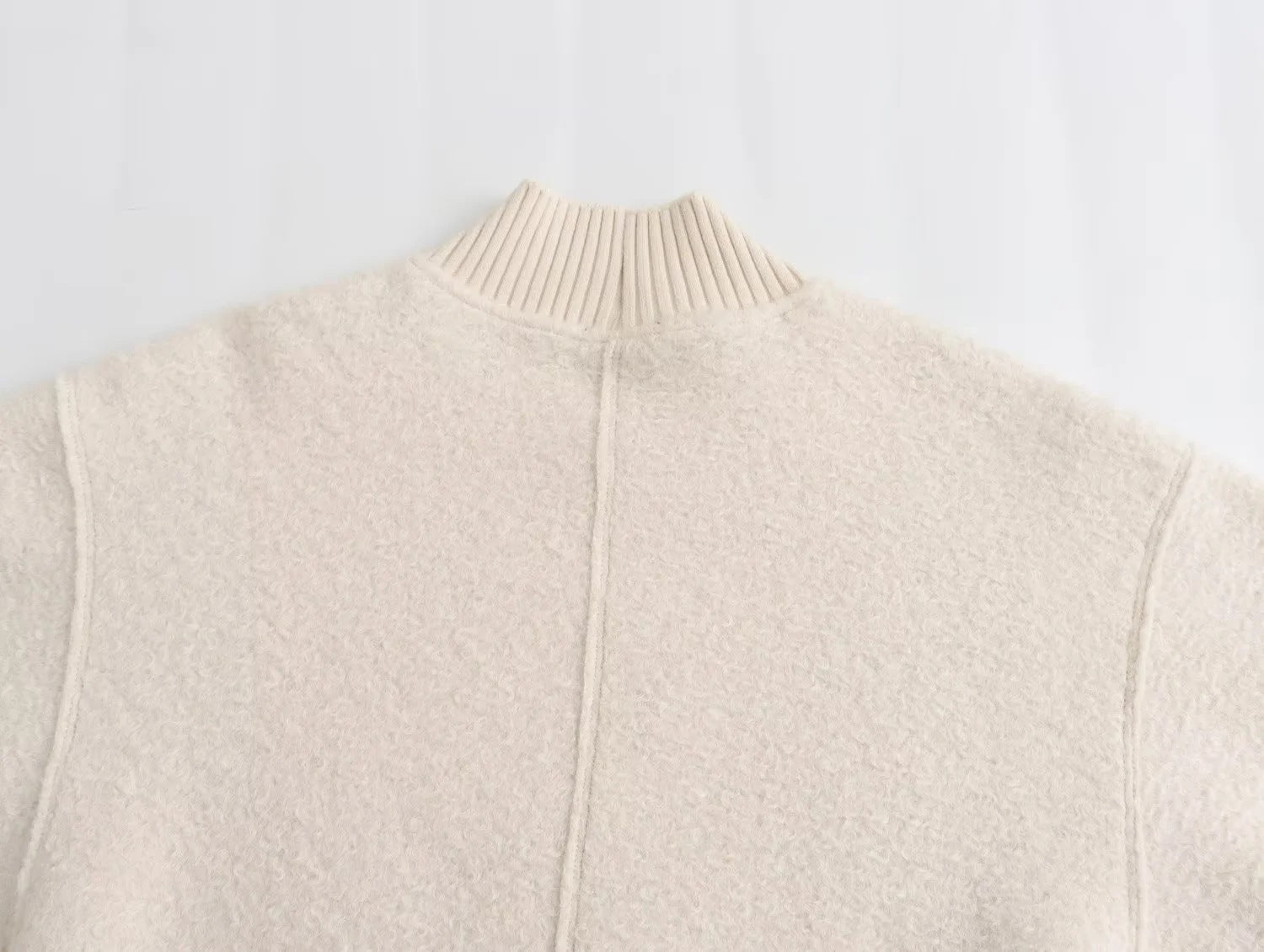Simple Fleece Half High Collar Loose Top