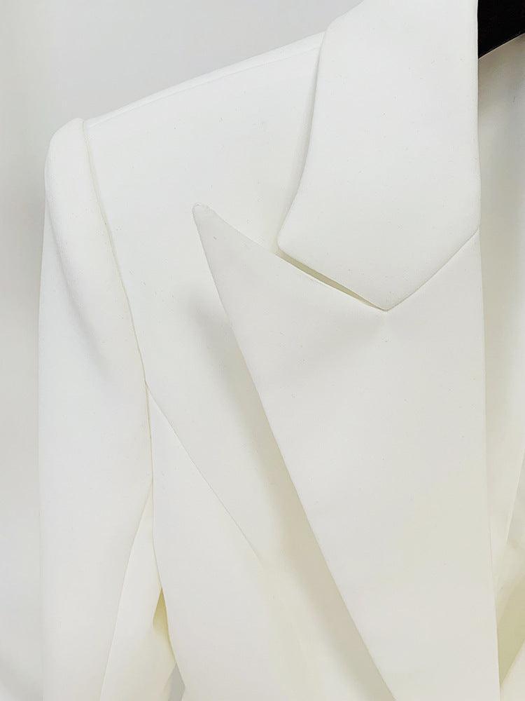 Ladies Solid Color Lapel Neck Blazer Coat