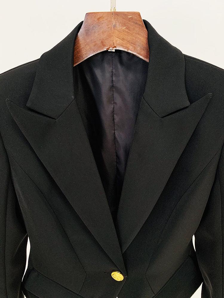 Ladies Solid Color Lapel Neck Blazer Coat