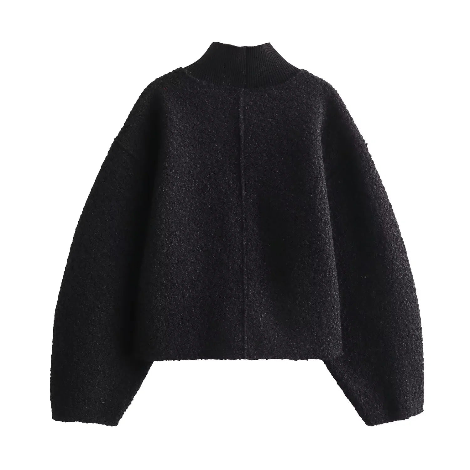 Simple Fleece Half High Collar Loose Top
