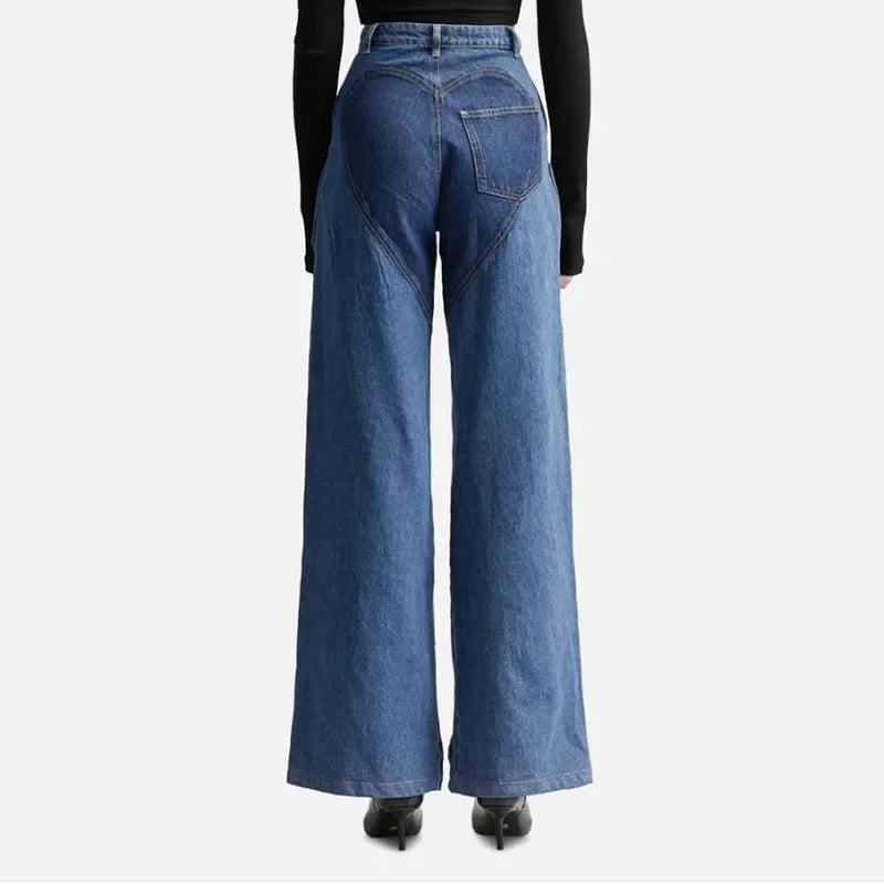 Twisted Heart Jeans – Customizable with Metal Buckle, Heart-Shaped Design.