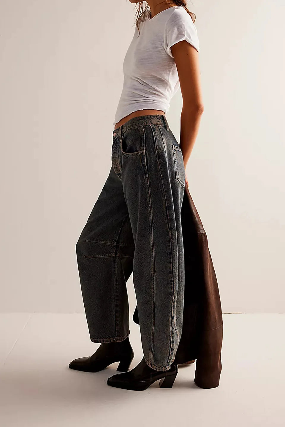 Washed Wide-Leg Jeans for Women – High-Waist, Vintage, Loose Fit, Ankle Length,