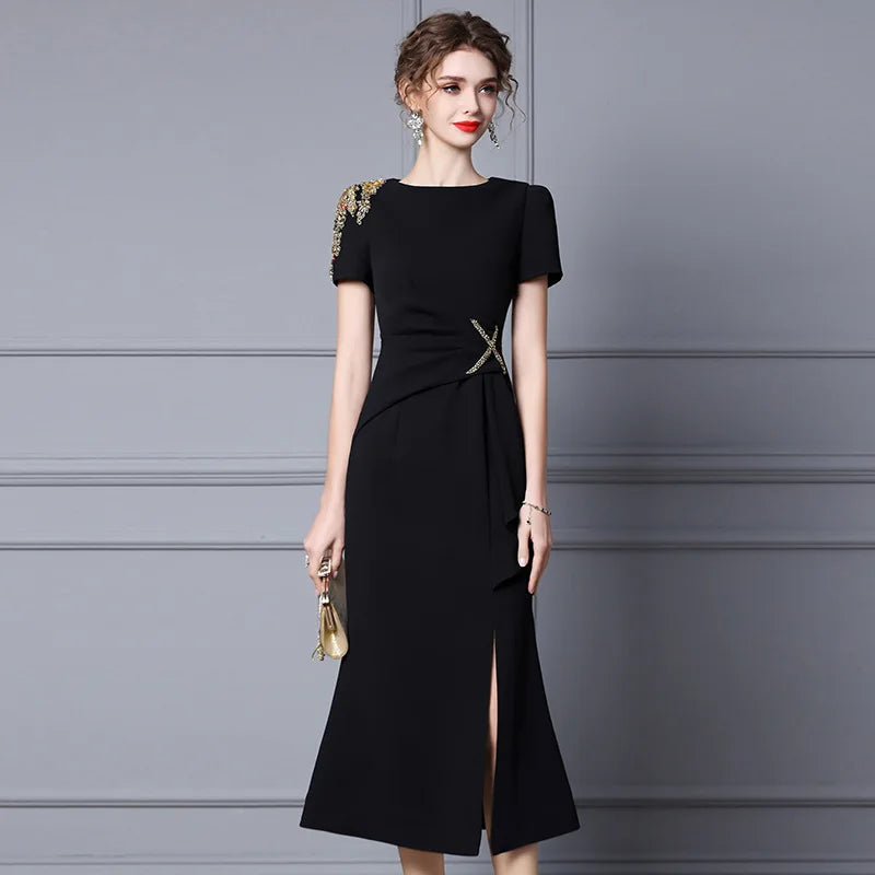 Summer Purple Fish Tail Long Dress – Elegant, Close-Waist Evening Gown