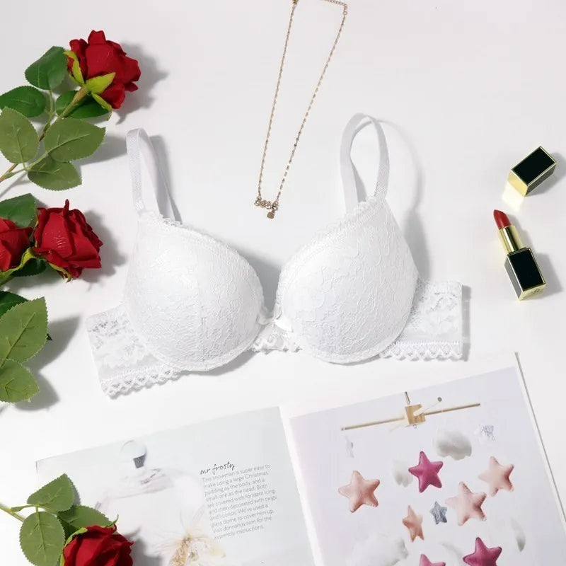 Beauwear 3/4 Cup Plunge Bra – Sexy Lace, Thin Molded Cup, Unlined Underwire (B-C Cup)