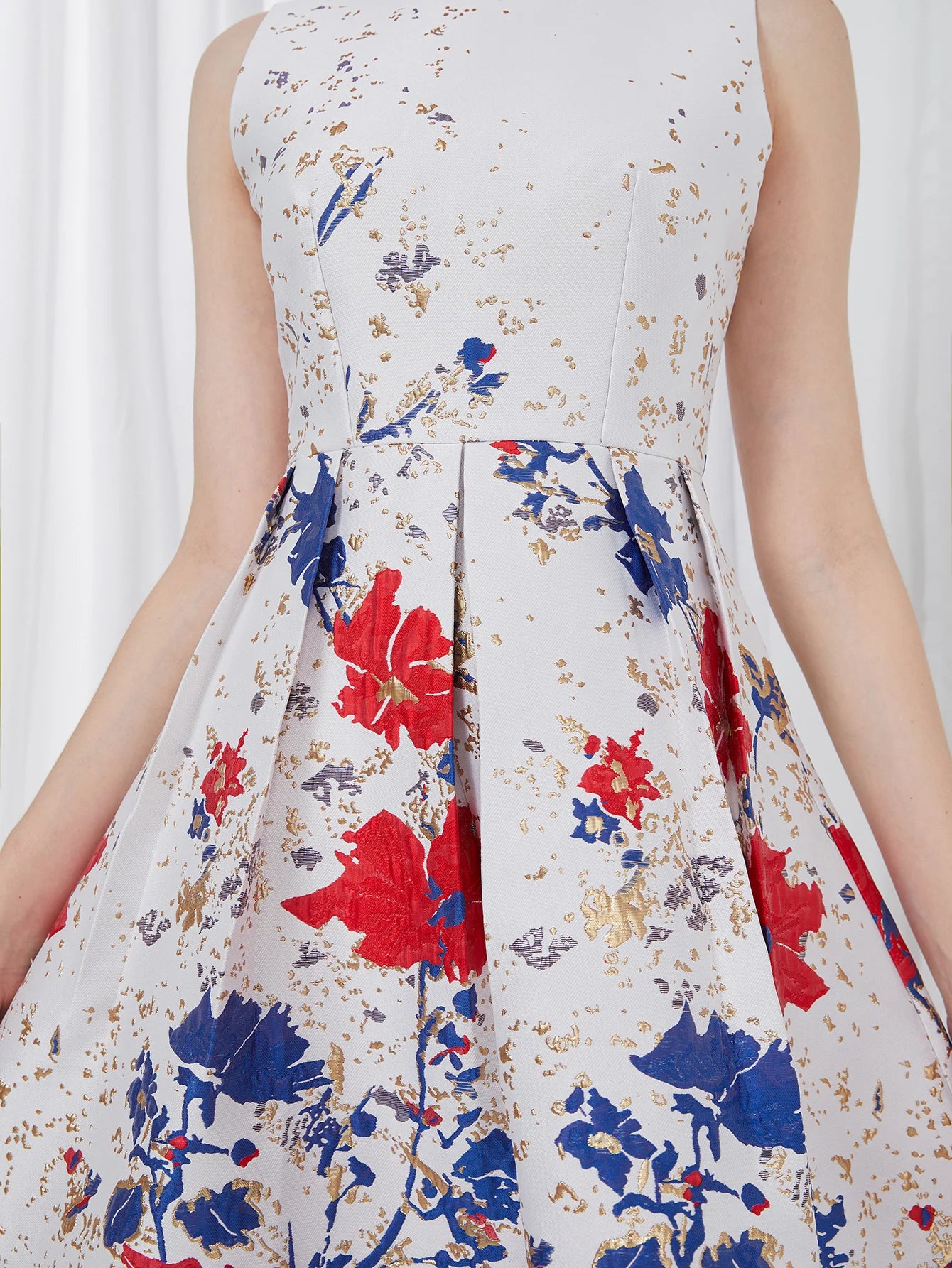 DEVCHATA Women’s Elegant Flower Jacquard Summer Ball Gown Party Dress