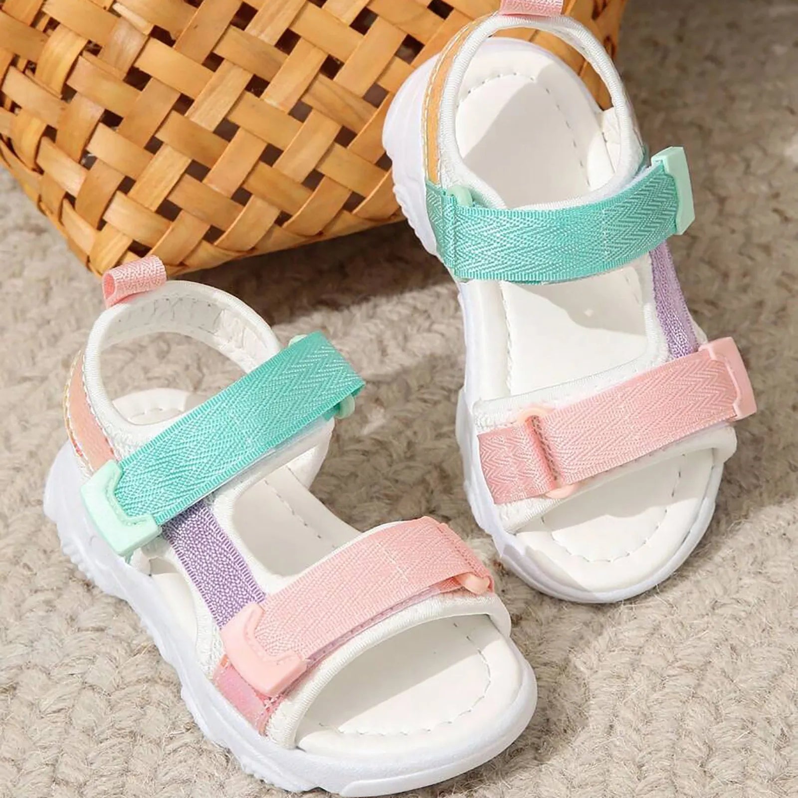 Kids' Soft Non-Slip Sandals – Colorful Beach Shoes for Girls, 1-7 Years