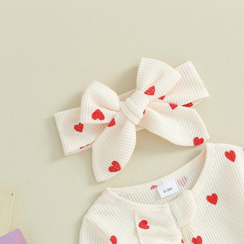Lioraitiin 0-6M Baby Girl Valentine's Outfit: Ruffle Romper & Headband Set