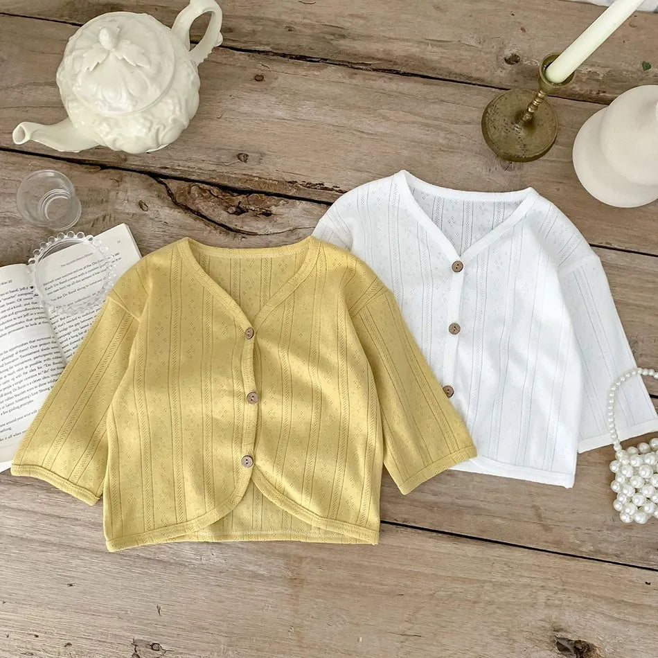 Korean Cardigan Toddler Coat: Solid Color Button-Down Outerwear for Boys & Girls