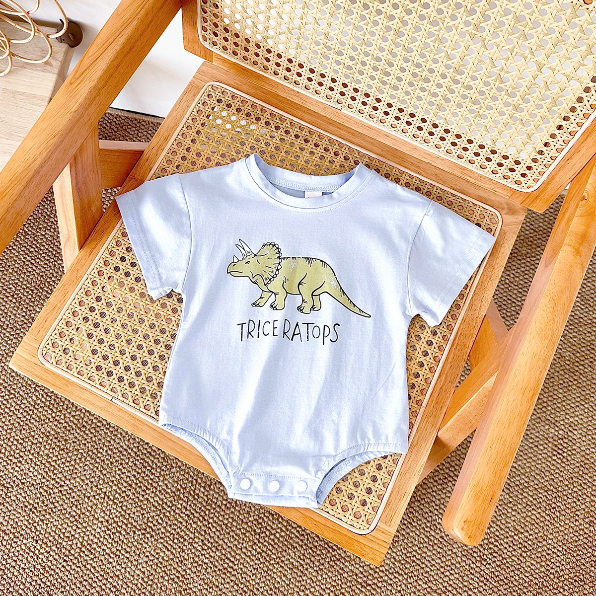 Summer Baby Romper: Cotton Dinosaur Print Bodysuit for 0–18M Boys & Girls