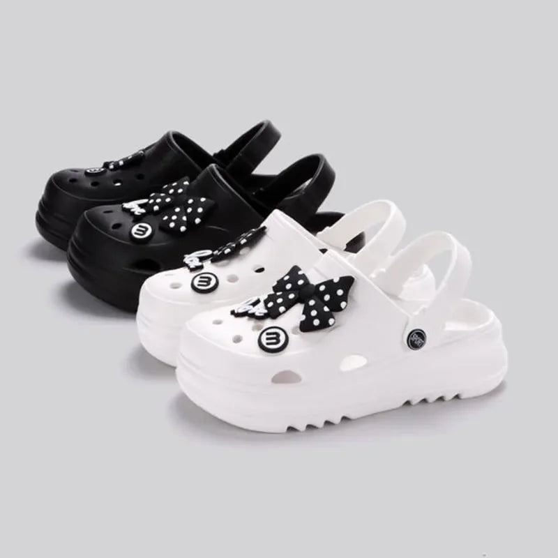 Women's Clogs – New Fashion Slippers with Cute DIY Bows, Outdoor Beach Slides for Girls