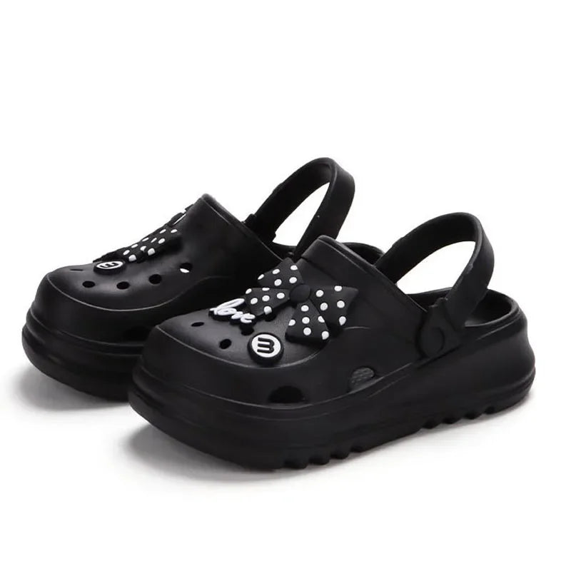 Women's Clogs – New Fashion Slippers with Cute DIY Bows, Outdoor Beach Slides for Girls