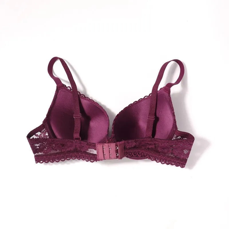 Beauwear 3/4 Cup Plunge Bra – Sexy Lace, Thin Molded Cup, Unlined Underwire (B-C Cup)