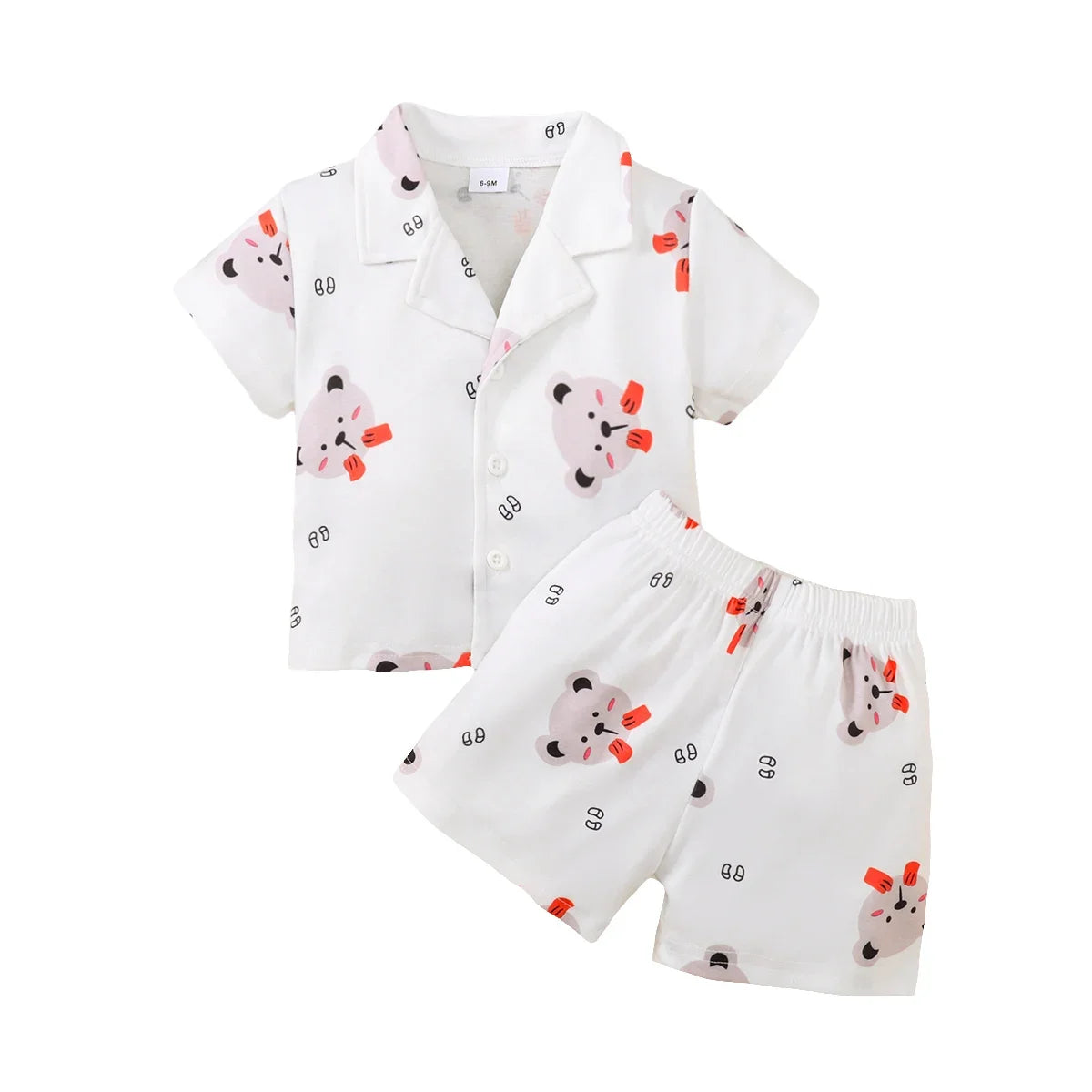 0-3 Years Pajama Set: Cartoon Top & Shorts for Baby Boys & Girls (Summer)