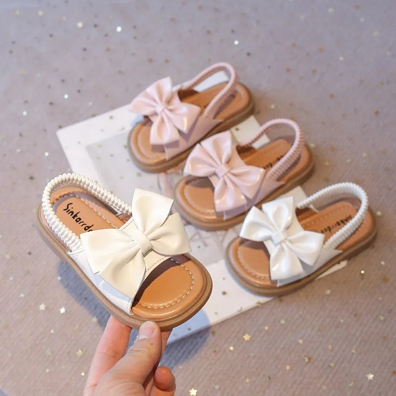 Girls' Summer Sandals – Bow Design, Open Toe, Anti-Skid Beach Shoes