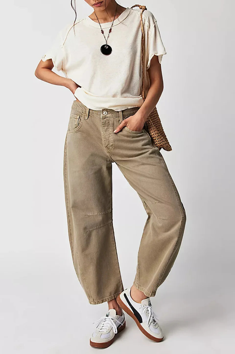 Washed Wide-Leg Jeans for Women – High-Waist, Vintage, Loose Fit, Ankle Length,