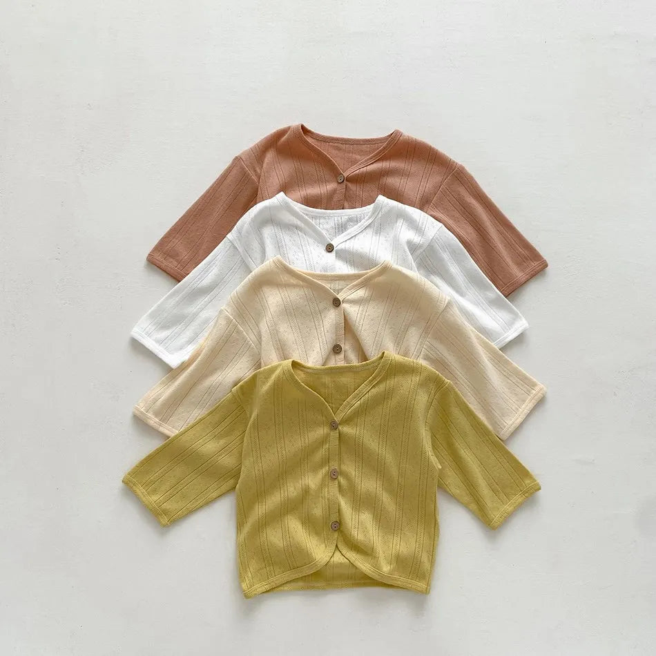 Korean Cardigan Toddler Coat: Solid Color Button-Down Outerwear for Boys & Girls