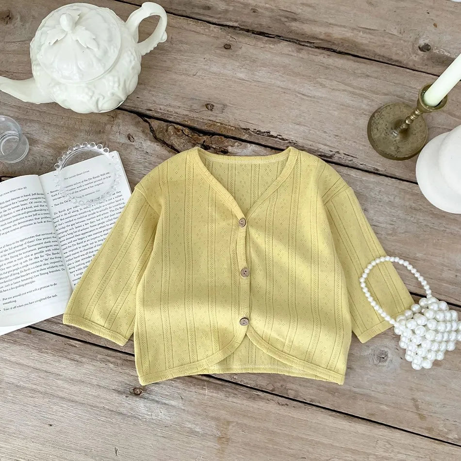 Korean Cardigan Toddler Coat: Solid Color Button-Down Outerwear for Boys & Girls
