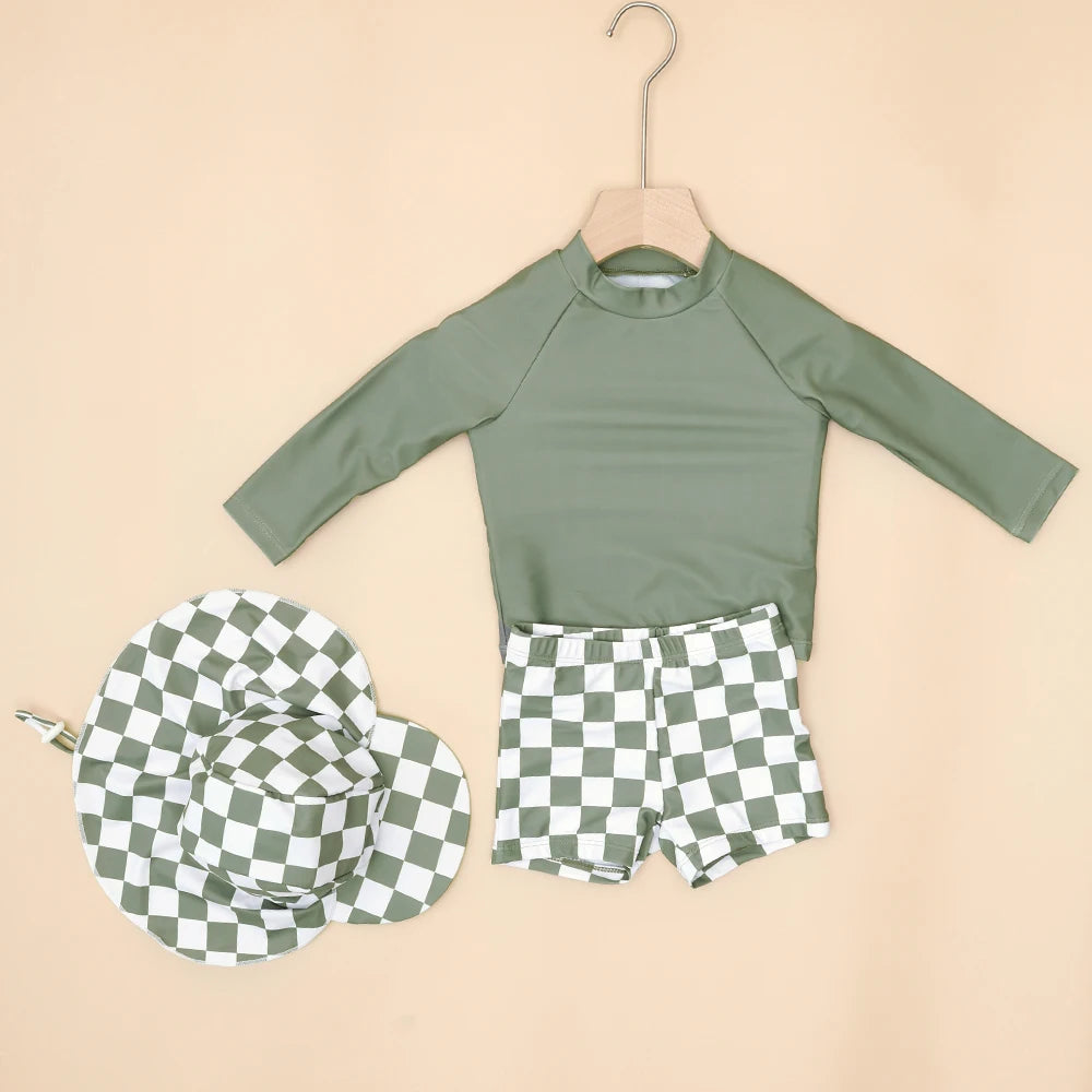 Elinfant Long Sleeve Baby Girls Swimwear: Summer Bikini Set with Hat